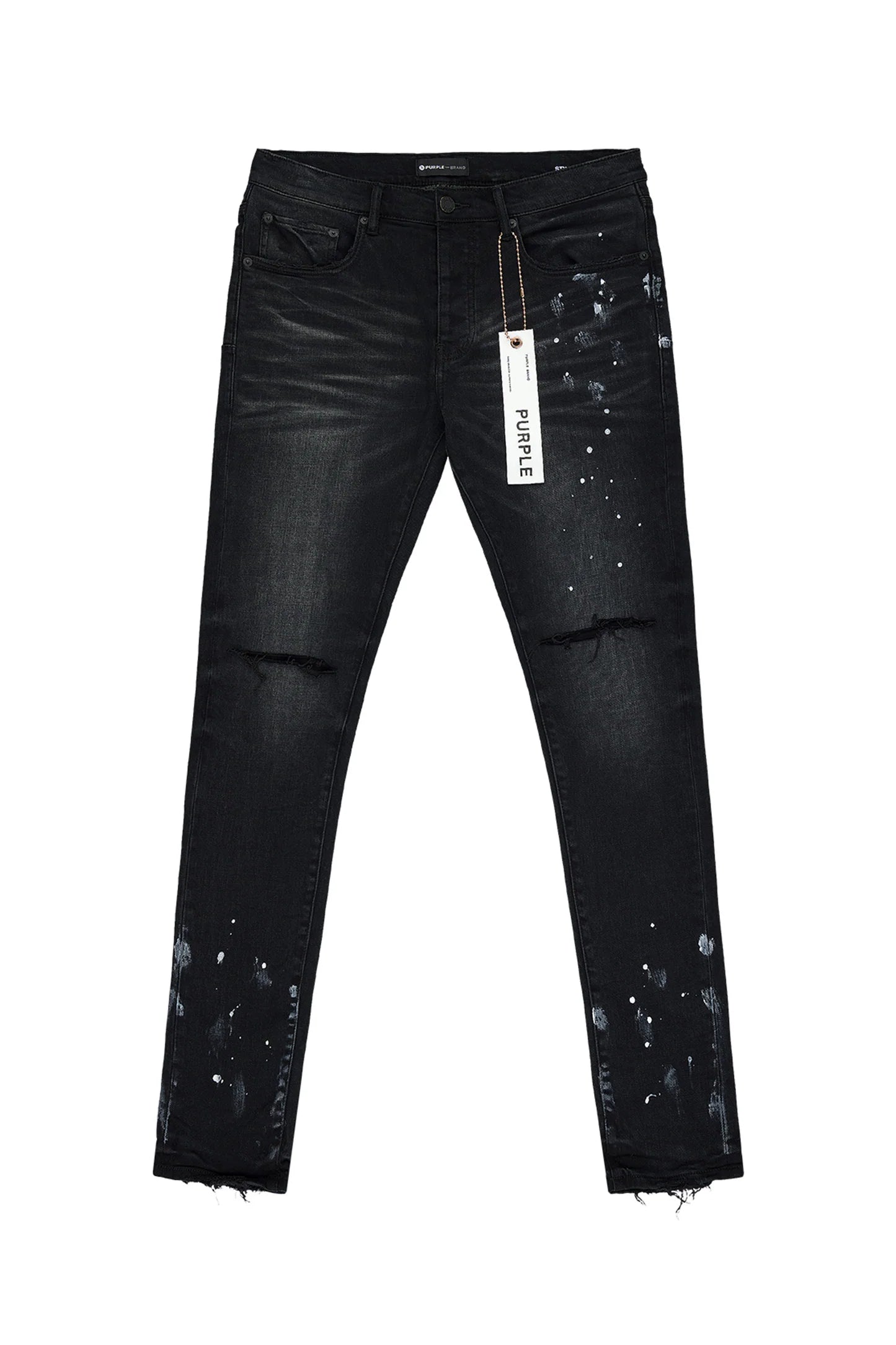 Purple Brand P001 Black Resin Knee Slit Jean