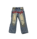 AVENGLE Leather Patch Blue Jeans