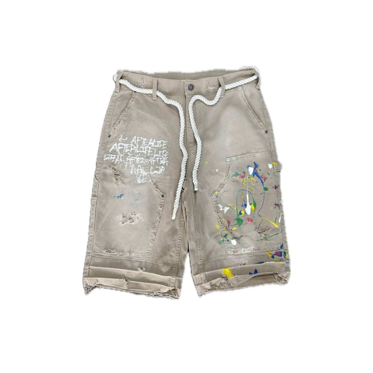Afterlife Khaki Paint Carpenter Shorts