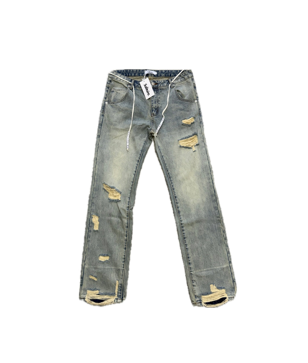 Solitaire Distressing Straight Denim