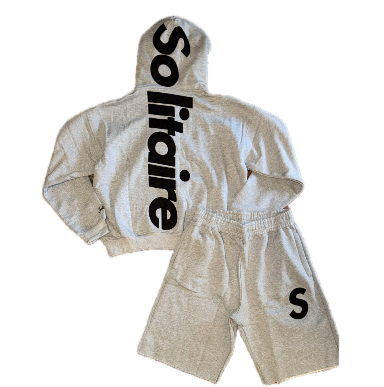 Solitaire Grey/Black Cotton S Logo Short Set