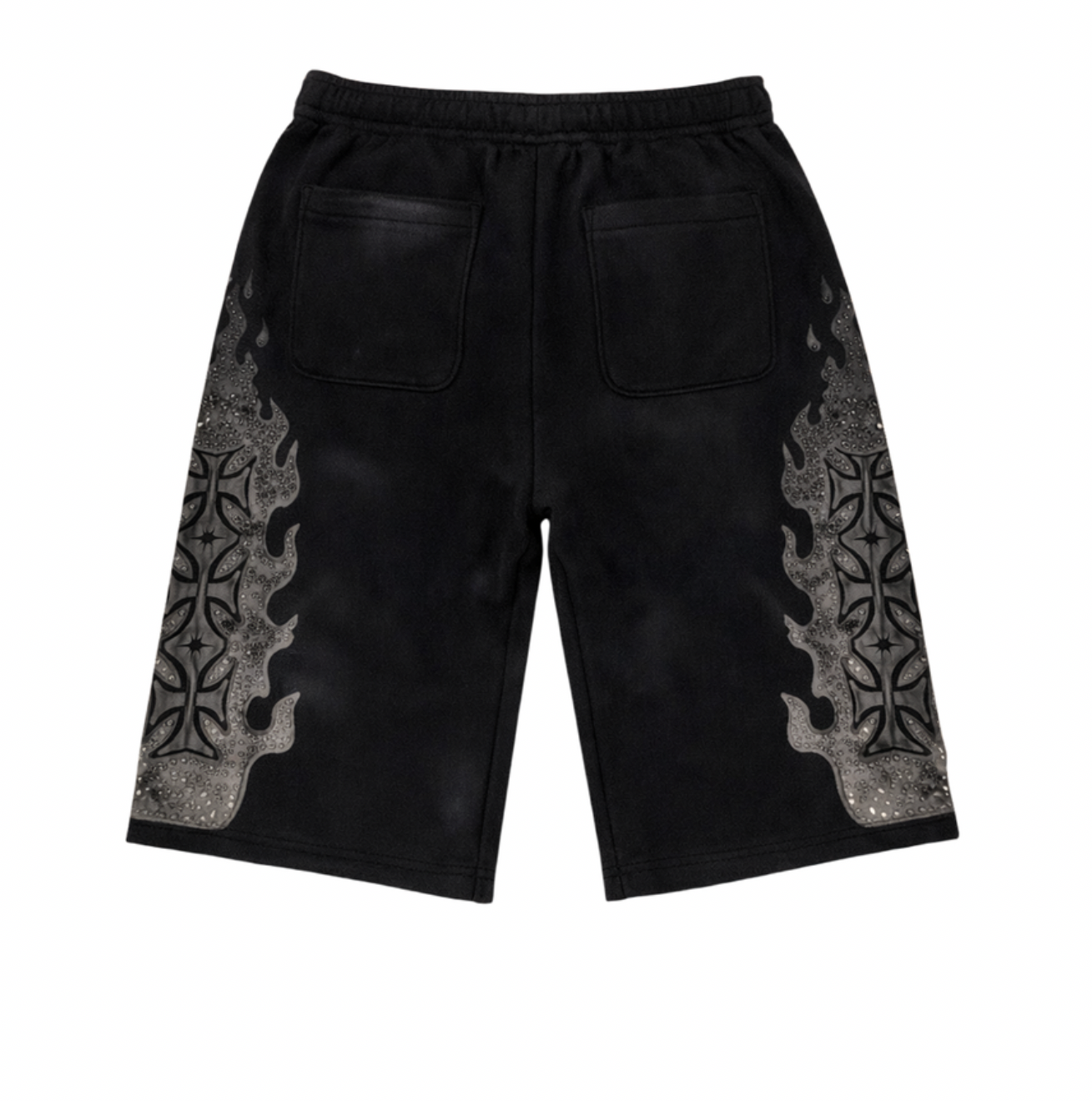 Retrovert Black Studded Flame Shorts