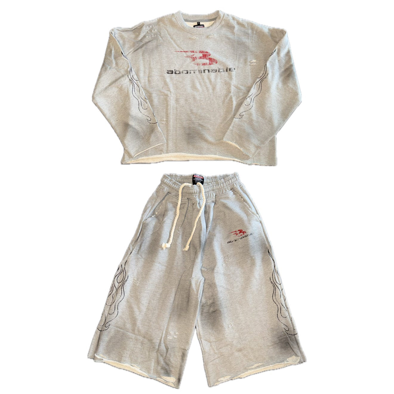 Abominable Grey Flame Short Set