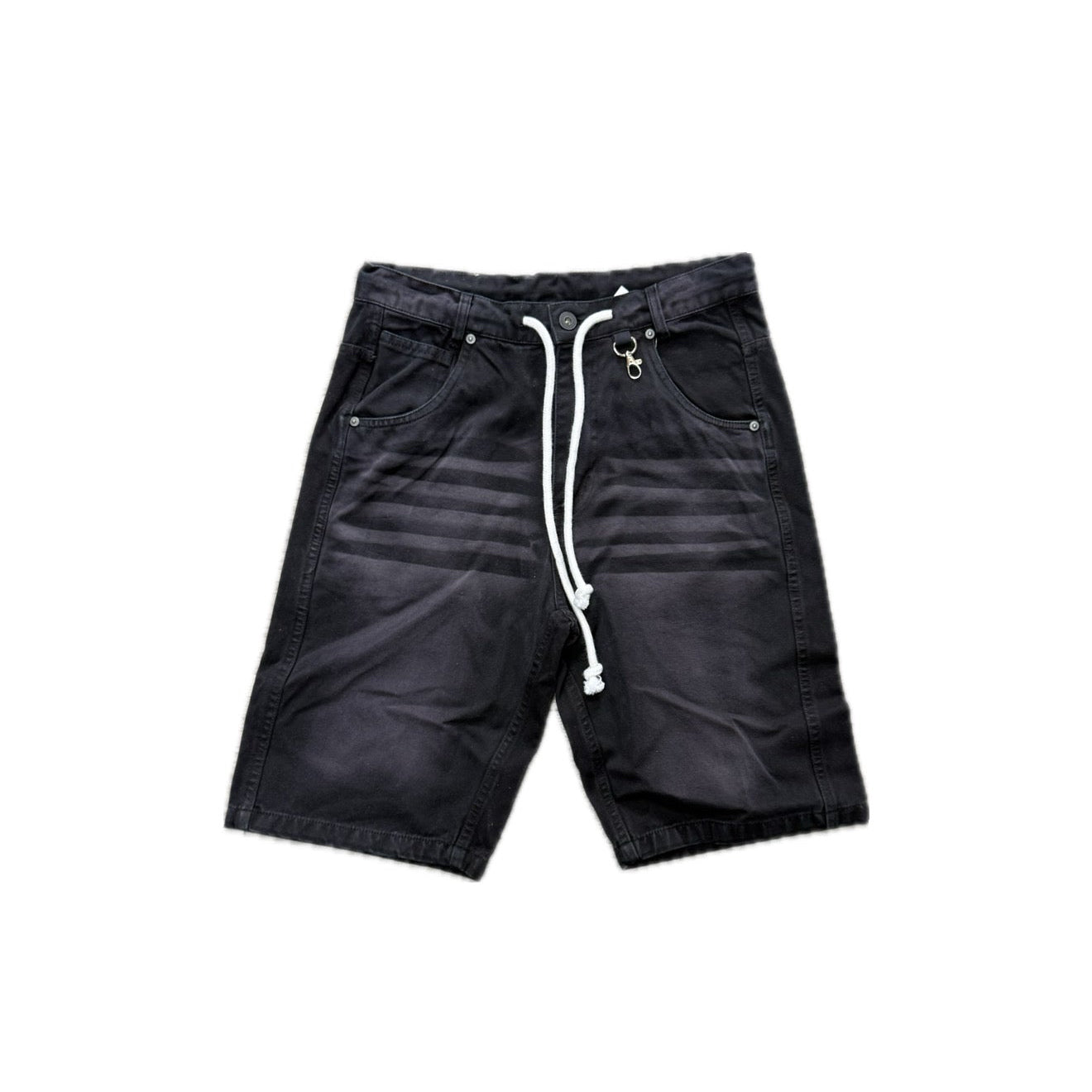 Sun Washed Black Denim Shorts