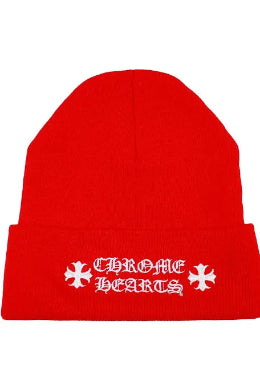 Chrome Hearts Red Embroidered Logo Beanie