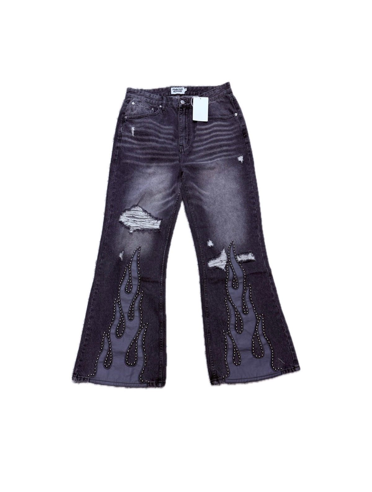 Forever Hungry Black Flame Studded Jeans